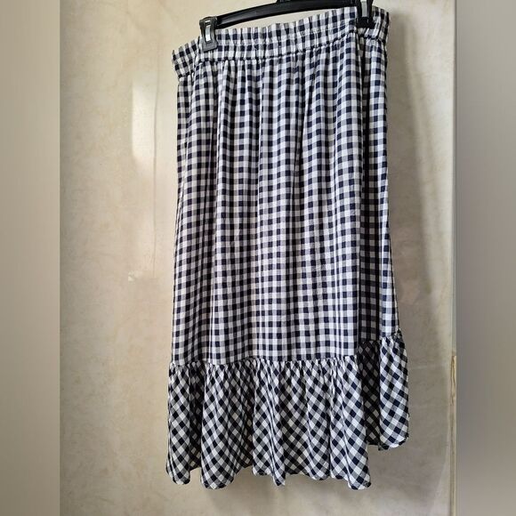 J Crew M Black White Checkered High/low Gingham Skirt - Picture 5 of 10